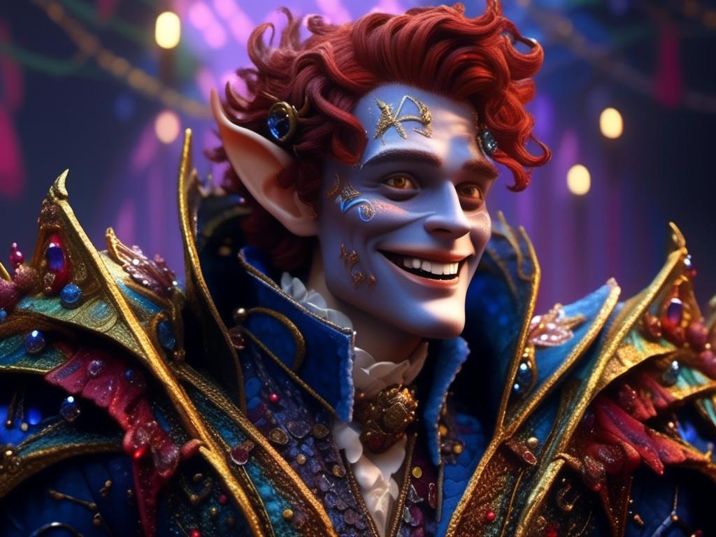 Prompt: <mymodel> evil prince charming laughing  (Tim Burton art style) .UHD, 4k,intricately detailed, deep colors, high contrast (UHD, 4k,intricately detailed, deep colors, high contrast)