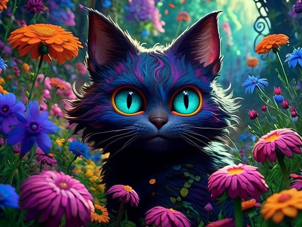 Prompt: <mymodel> cat in flower garden ( Coraline art style) .UHD, 4k,intricately detailed, deep colors, high contrast (UHD, 4k,intricately detailed, deep colors, high contrast)