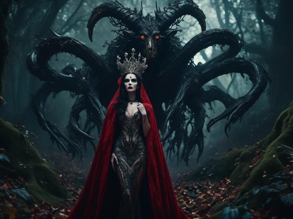 Prompt: <mymodel> horror,evil queen, in haunted forest
(UHD, intricate details, deep colors, 4k)