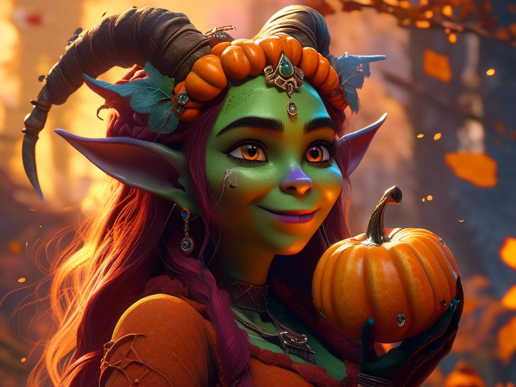 Prompt: <mymodel>  pumpkin queen (Shrek art style) .UHD, 4k,intricately detailed, deep colors, high contrast (UHD, 4k,intricately detailed, deep colors, high contrast)