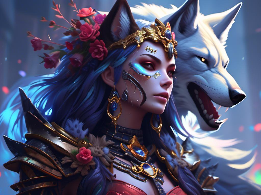 Prompt: <mymodel>skeleton wolf anthro female queen, warrior, elegant armor in dark tomb, moonlit, dungeons and dragons art style (UHD, 4k,intricately detailed, deep colors, high contrast)