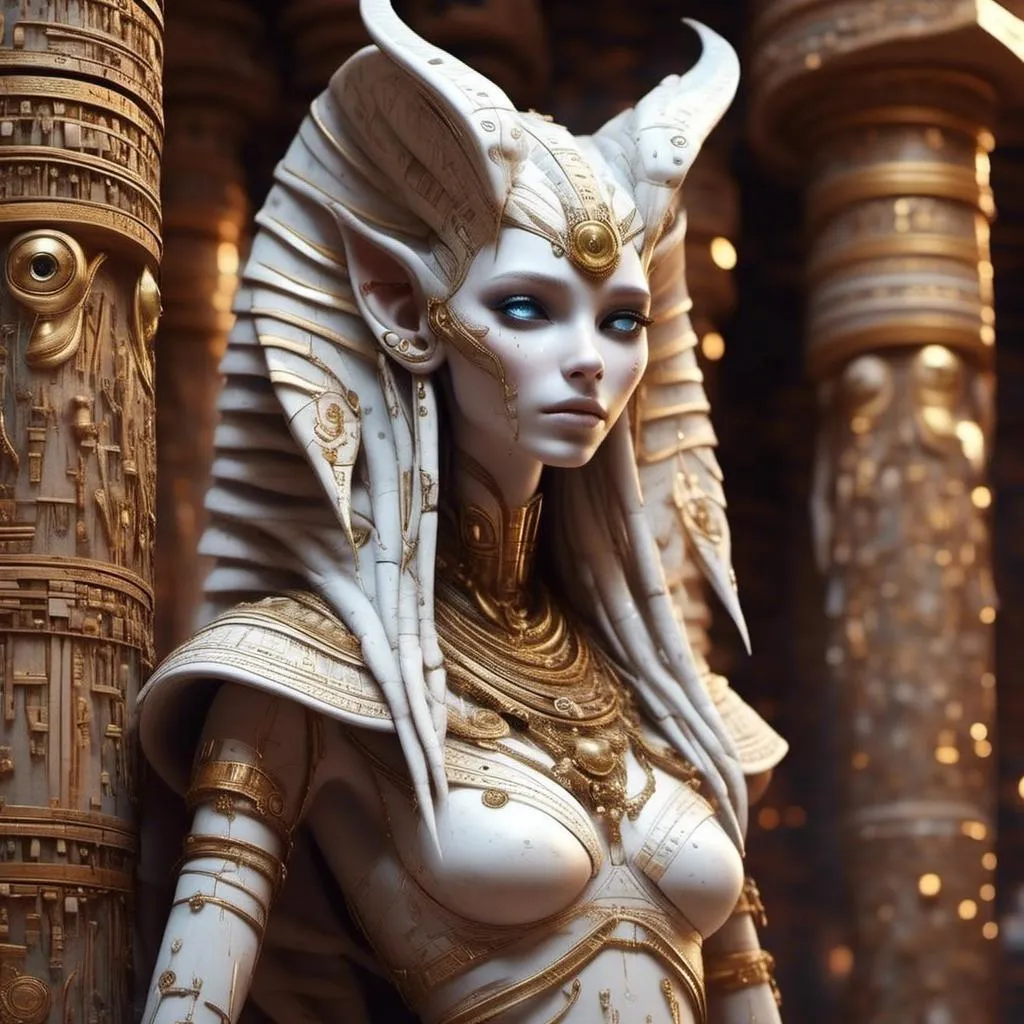 Prompt: <mymodel> alien, big ears, white skin in ancient Egyptian temple 