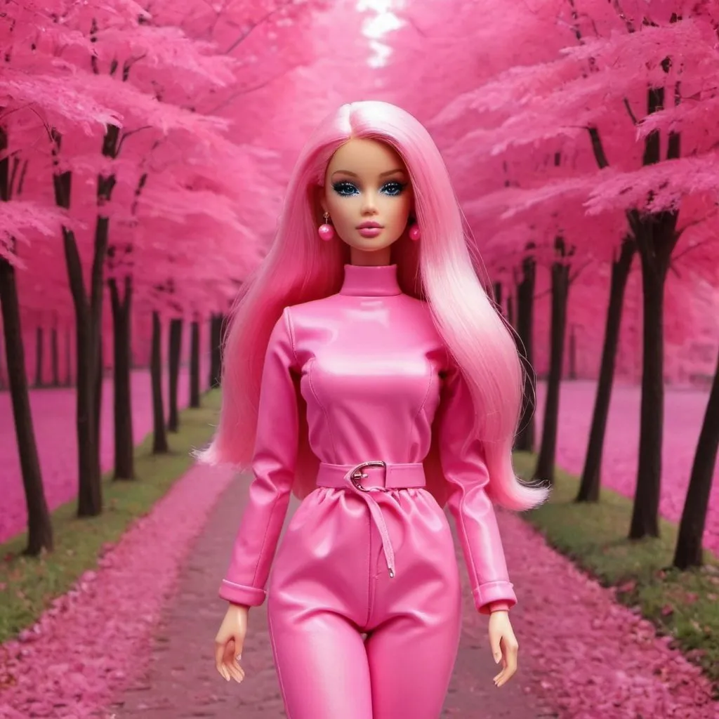 Prompt: Pink Barbies world nature