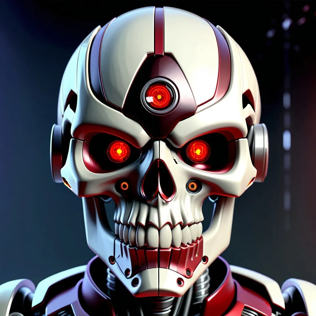 Prompt: Robot head skull ranger of death
