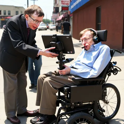 Prompt: Steven hawking 360 noscopeing a kid in gta