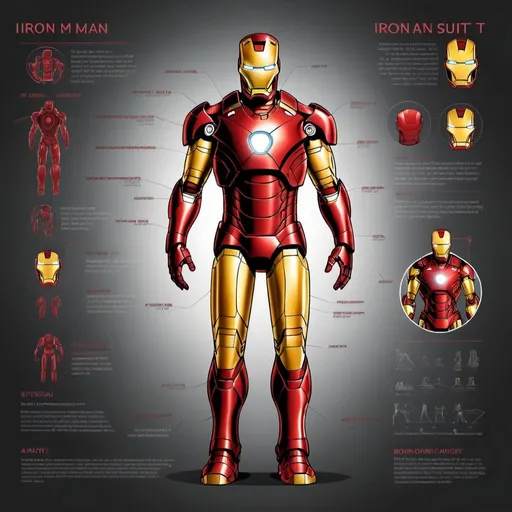 Prompt: Infographic drawing of iron man suit