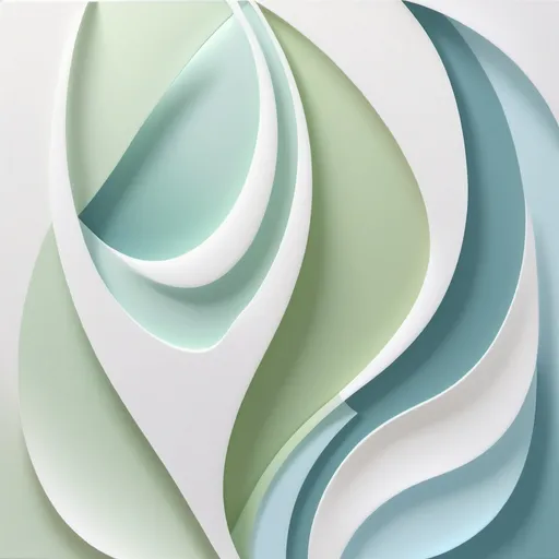 Prompt: abstract design trio, (harmonious compositions), (white), (light green), (light blue), additional pastel colors for depth, smooth gradients, flowing shapes, overlapping patterns, serene and calming atmosphere, perfect for modern decor, (ultra-detailed), visually cohesive, creates a sense of tranquility, dynamic yet balanced visuals, ideal for relaxation spaces, (compatible art pieces).