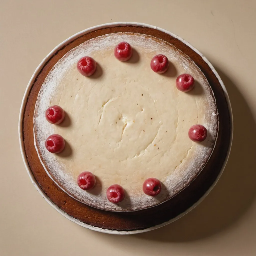 Prompt: a round cake seen from above