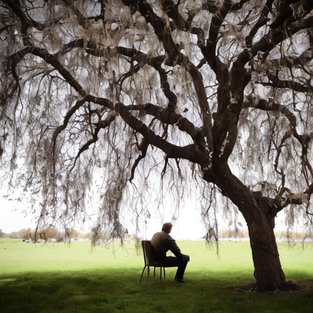 Prompt: A man sitting in a tree
