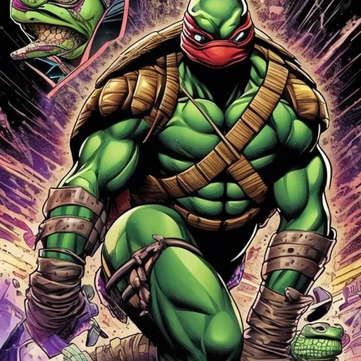 Prompt: teenage mutant ninja turtle 2099 future
