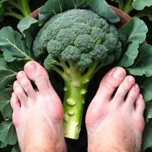 Prompt: Jimmy Donaldson's big toe holding broccoli 