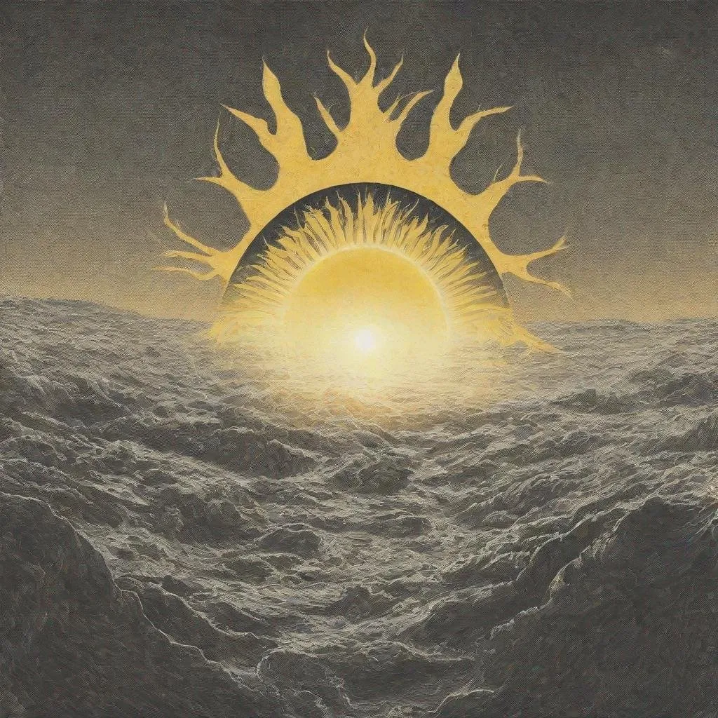 Prompt: post rock album of a band called "evolving sun" with a sun on the cover