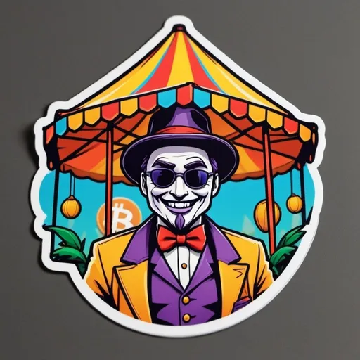 Prompt: crypto carnival host welcoming guest into the meme coin park 
