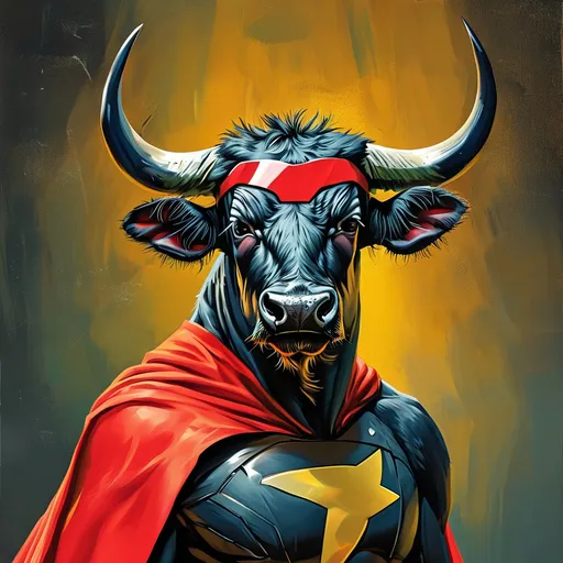 Prompt: Superhero with buffalo features