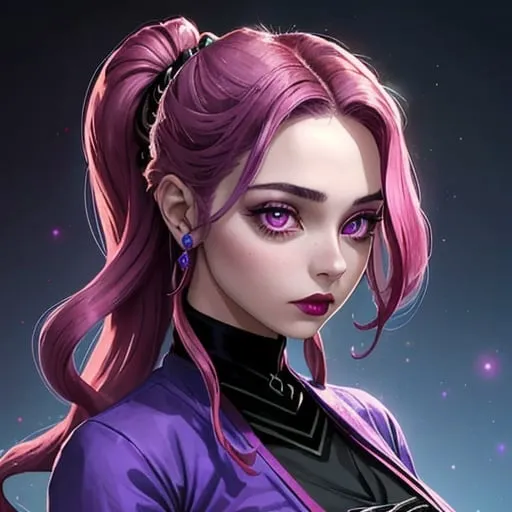 Prompt: A beautiful young woman, stunning, alien, magenta skin, tendrils for hair, jedi, symmetrical, hardened