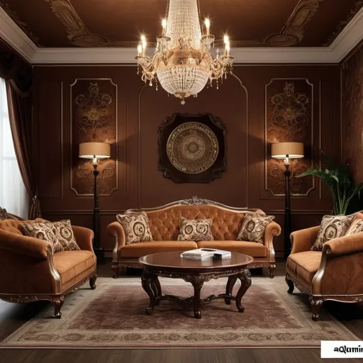 Prompt: (Facebook cover for Al-Qimma Turkish Furniture Company), elegant and sophisticated design, ***luxurious furniture***, rich color palette, warm tones, inviting and comfortable atmosphere, ornate patterns, detailed Turkish motifs, high-end showroom backdrop, ultra-detailed, 4K quality, professional and appealing layout, branded logo of Al-Qimma prominently featured, modern and classy typography, tasteful use of space, studio lighting that highlights textures and quality of materials.