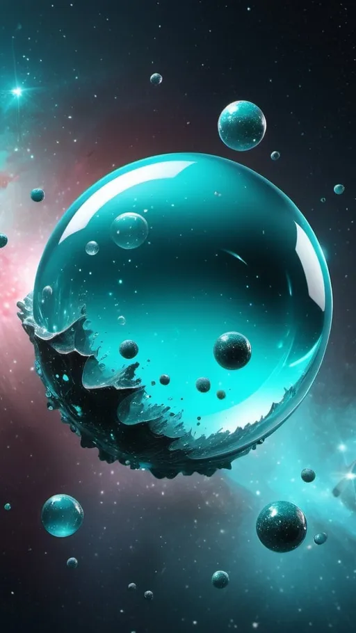 Prompt: Turquoise crystal planet floating in space, stars, hyper realistic, very high quality, high resolution