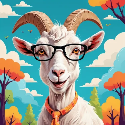 Prompt: A human goat with a glasses on in a cartoon design