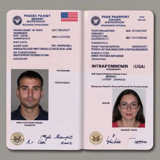 Prompt: 2 page passport USA, show personal infor of random person USA