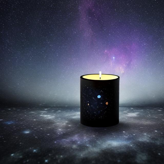 Prompt: a candle floating in an inky void  and a dark sky full of stars
