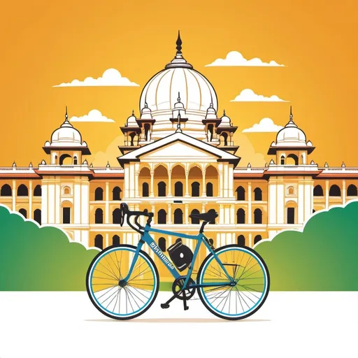 Prompt: Generate a logo for a cycling community named 'spinfluencers' with vidhansoudha in background