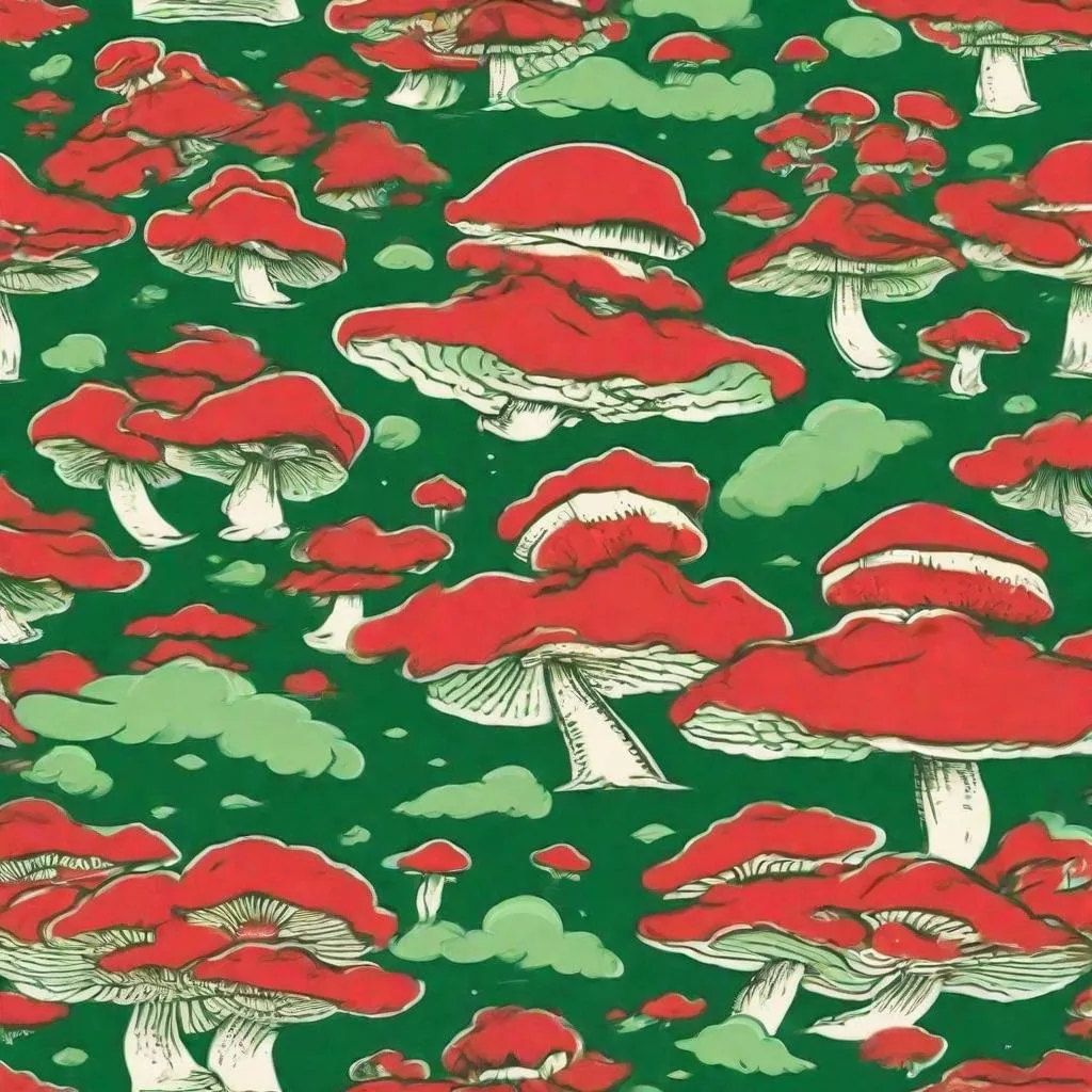 Prompt: red and green mushroom clouds