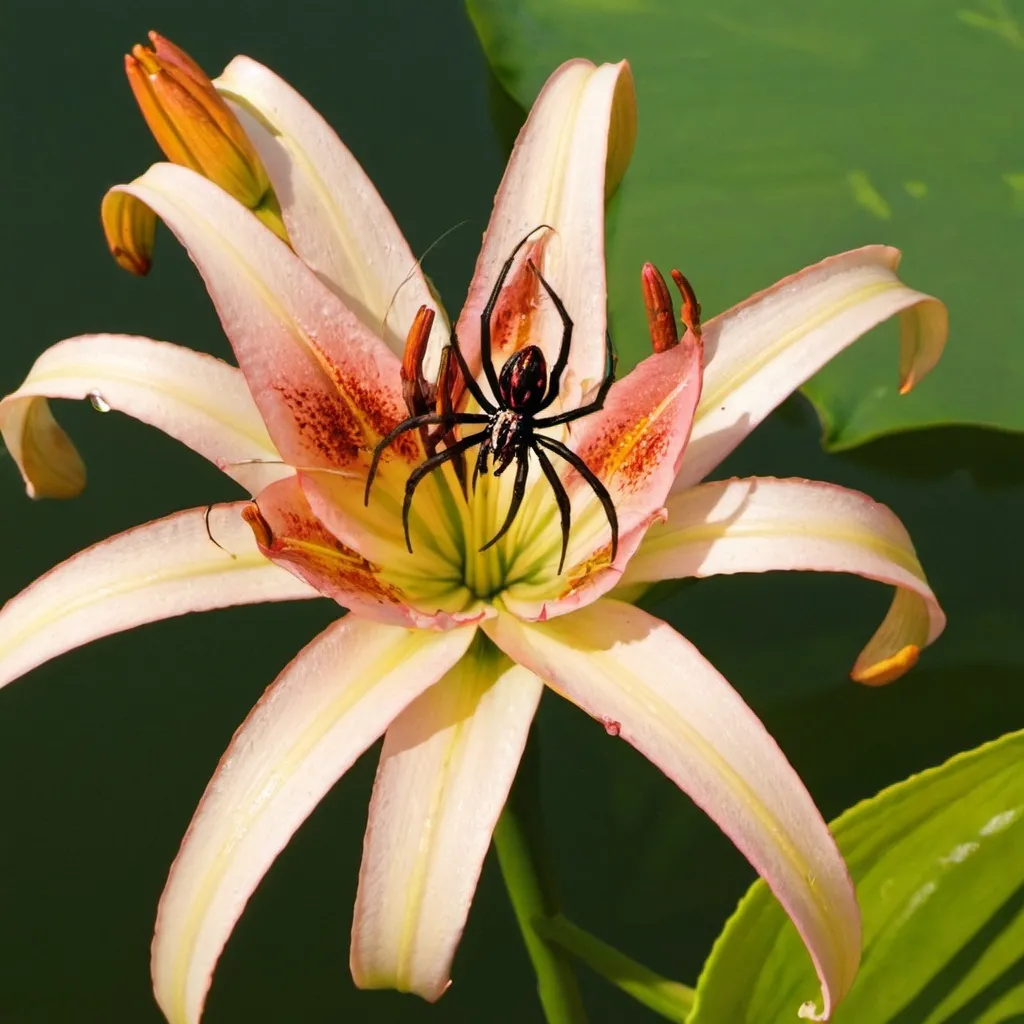 Prompt: Spider on a lily