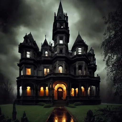 Prompt: Super huge, old and scary mansion, dark and ominous sky, 90s vintage, high-quality, detailed, horror, ominous, gothic architecture, overcast atmosphere, eerie lighting, vintage horror, creepy mansion, large estate, spooky ambiance, classic 90s, atmospheric, detailed textures, vintage vibe