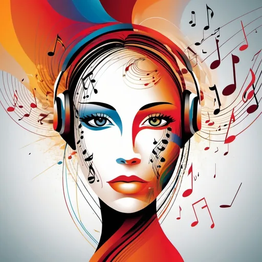 Prompt: abstract face, music background