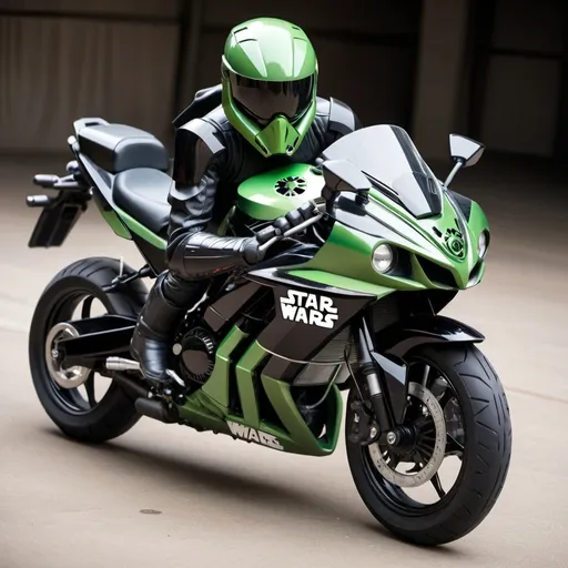 Prompt: star wars  kawasaki ninja motorcycle