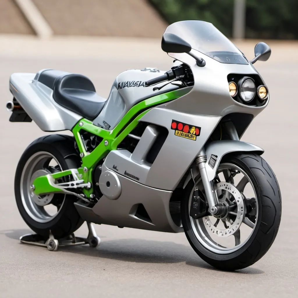 Prompt: back to the future kawasaki ninja motorcycle