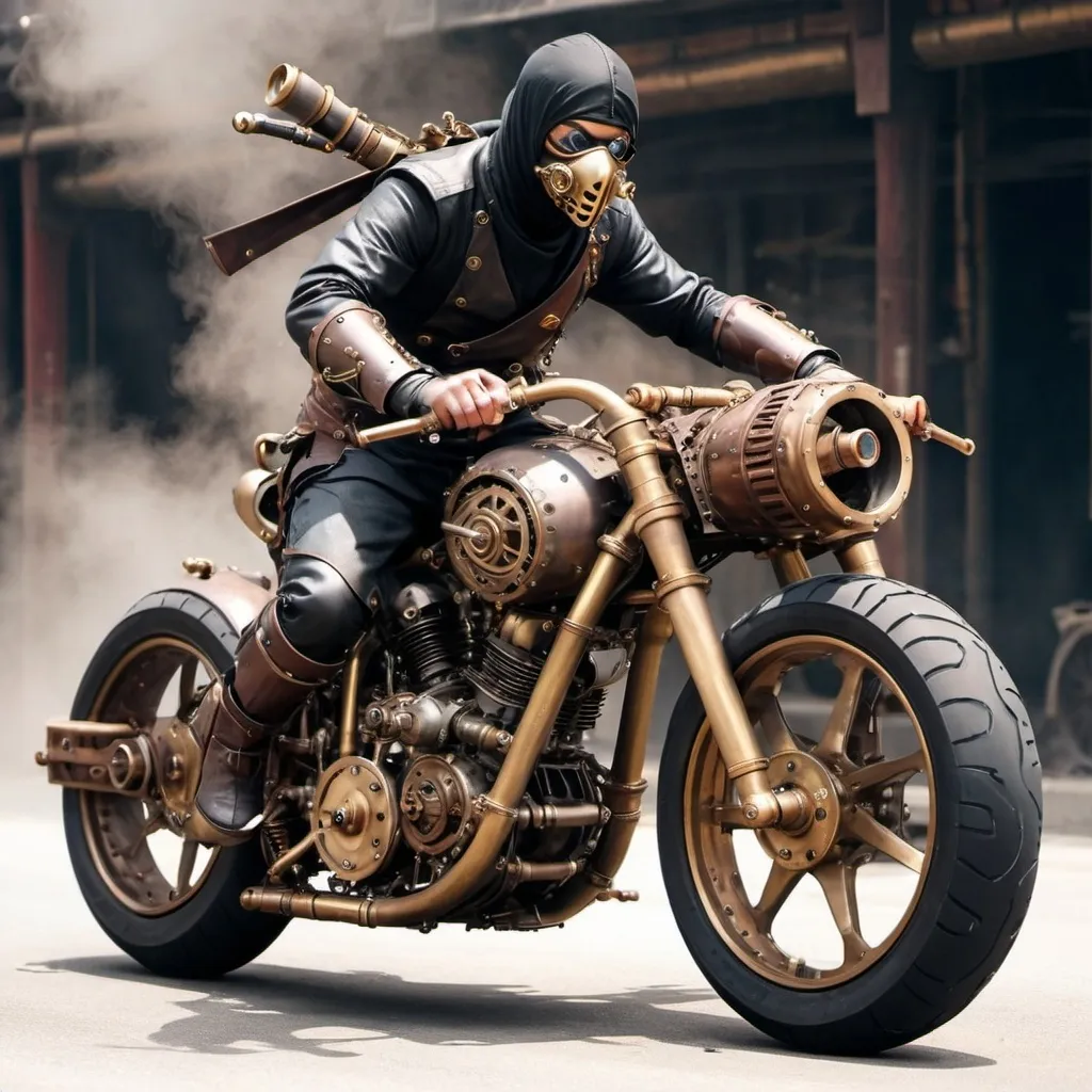 Prompt: steam punk ninja motorcycle