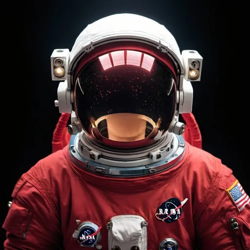 Prompt: an astronaut need a shirt to keep warm in red colour