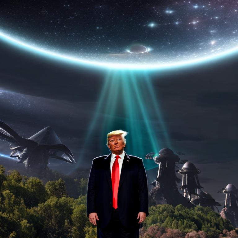 Prompt: Trump meeting with Aliens real totally in 4K
