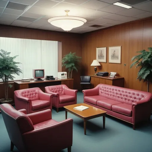 Prompt: 1980s high class office lounge that allows smoking and is busy. High definition 4K 
