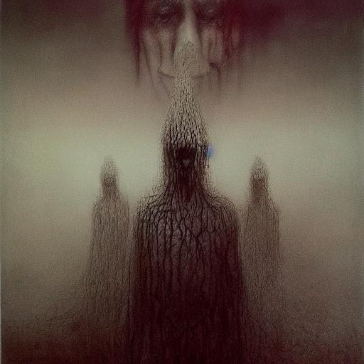 Prompt: Marilyn Manson zdzislaw beksinski mixed with Stephen Gammell