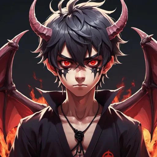 Prompt: anime demon boy