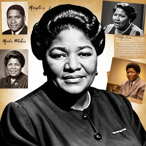 Prompt: Create a collage about Mahalia Jackson and the gospel
