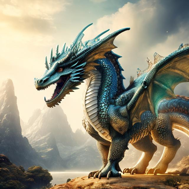 Prompt: beautiful photograph of most beautiful fictional, Dragon, goodnes, angelic, White and golden, extremely, detailed environment, detailed blur background, intricate, detailed skin, natural colors , professionally color graded, photorealism, 8k, moody lighting.