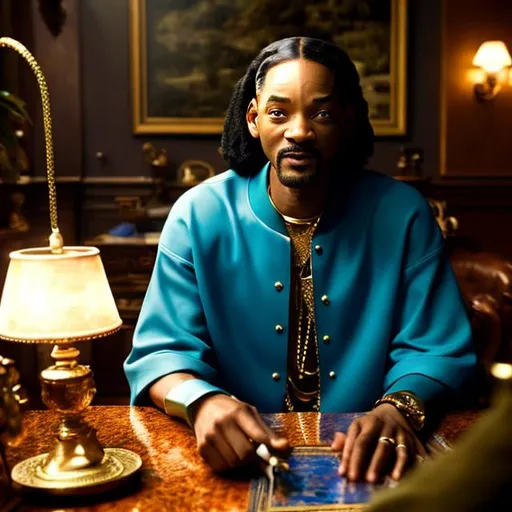 Prompt: Will Smith as Snoop Dog, beautiful photograph of most beautiful fictional, extremely, detailed environment, detailed background, intricate, detailed skin, natural colors , professionally color graded, photorealism, 8k, moody lighting.