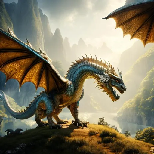 Prompt: beautiful photograph of most beautiful fictional, Dragon, goodnes, angelic, White and golden, extremely, detailed environment, detailed blur background, intricate, detailed skin, natural colors , professionally color graded, photorealism, 8k, moody lighting.
