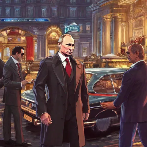 Prompt: Vladimier Putin as Russian Mafia in "Sega Game"