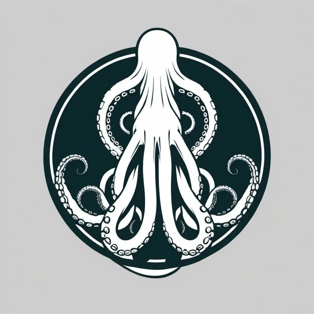 Prompt: I want a circular logo that has a hand holding on a tentacle




