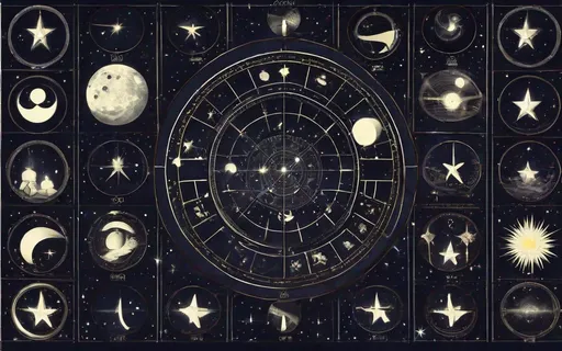 Prompt: Astrology,stars,dark,moon,mystic,astronome