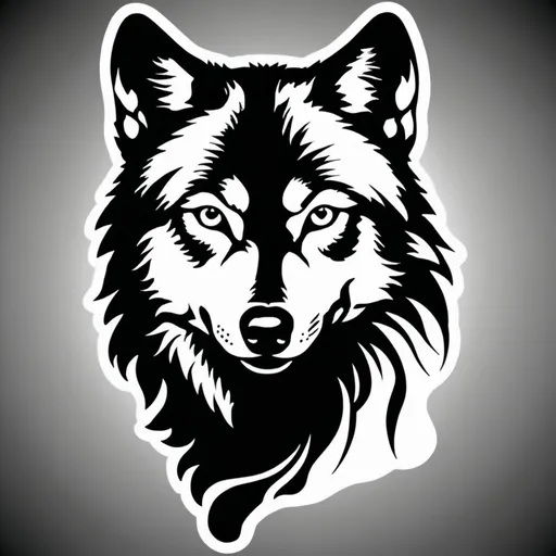 Prompt: wolf black and white stencil 