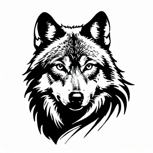 Prompt: wolf black and white stencil image
