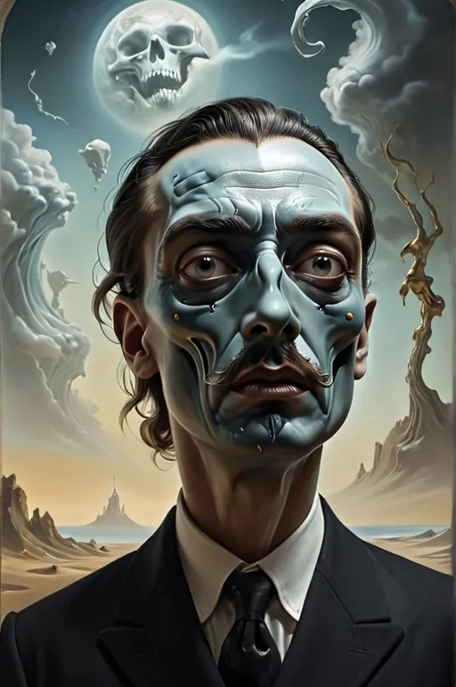 Prompt: An ethereal interpretation of death's illusion in the style of Salvador Dali, portrayed through a highly detailed and cinematic digital painting. This masterpiece embodies surrealism with mind-bending, philosophical concepts, hyperrealistic elements, and surreal lighting. Inspired by the iconic artist, it is a trend on ArtStation, crafted in 4K resolution to immerse viewers in a visual journey of the extraordinary.