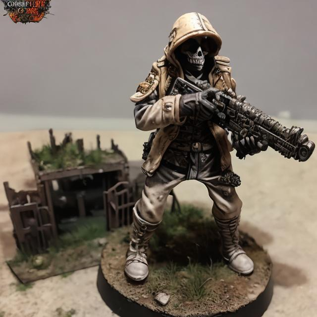 Prompt: Hyper detailed death corps of krieg soldier in a trench 