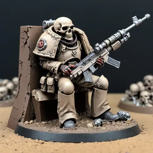 Prompt: Hyper detailed death corps of krieg soldier in a trench warhammer 40k