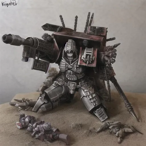 Prompt: Hyper detailed death corps of krieg soldier in a trench warhammer 40k